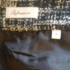 Reitmans exposed zipper black and white wool skirt.